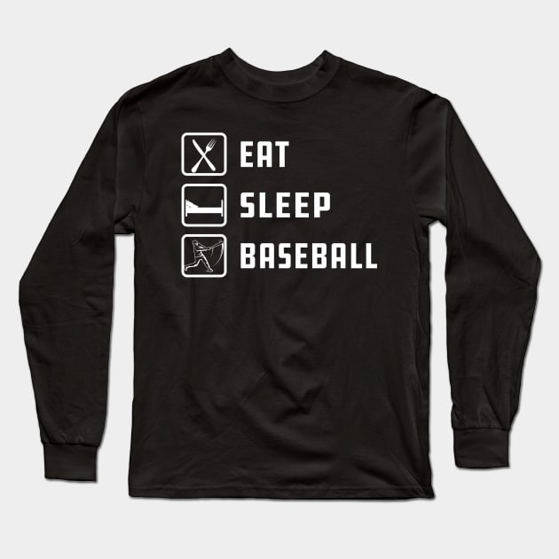 Baseball - Eat Sleep Baseball Long Sleeve T-Shirt by KC Happy Shop